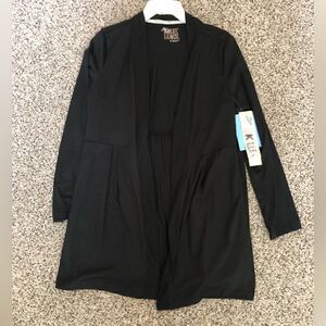 MUK LUKS Cloud Stretch Knit Open Front Cardigan Small Rib Trim Detail B2G2 FREE